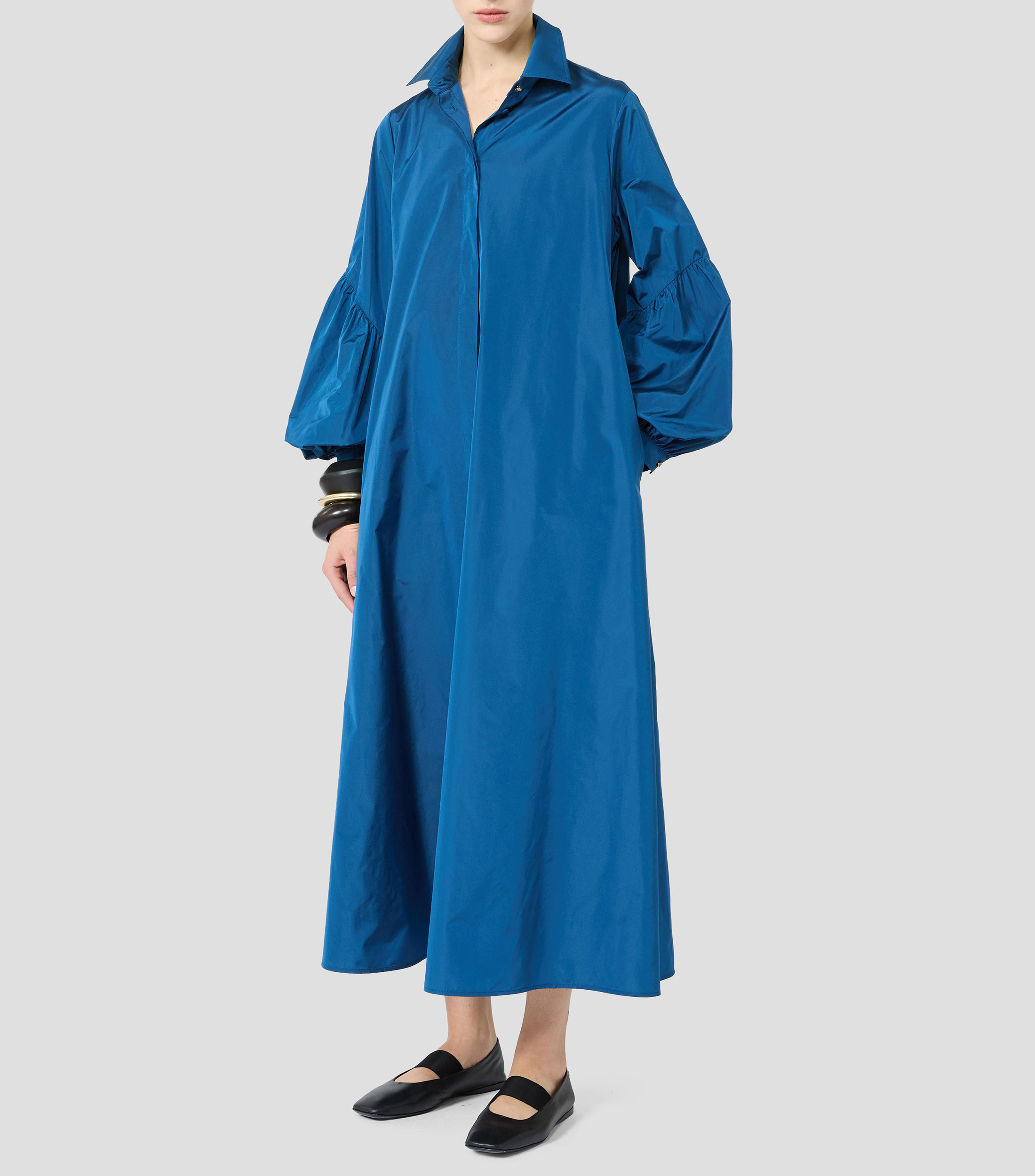 Vestido camisero largo con manga larga Baruffa liso Mujer